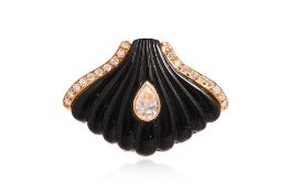 A DIAMOND AND ONYX PENDANT