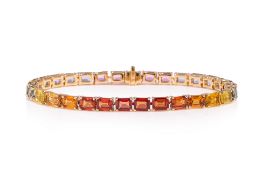 A MULTI-COLOUR SAPPHIRE TENNIS BRACELET