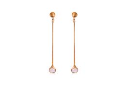 A PAIR OF MOONSTONE SCREW-ON EARRINGS BY GEORG JENSEN