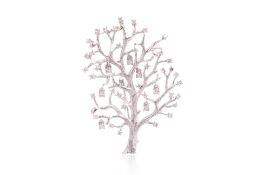 A DIAMOND AND TEXTURED GOLD 'TREE' PENDANT/BROOCH