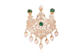 A HIGH KARAT GOLD MULTI GEM AND DIAMOND PENDANT