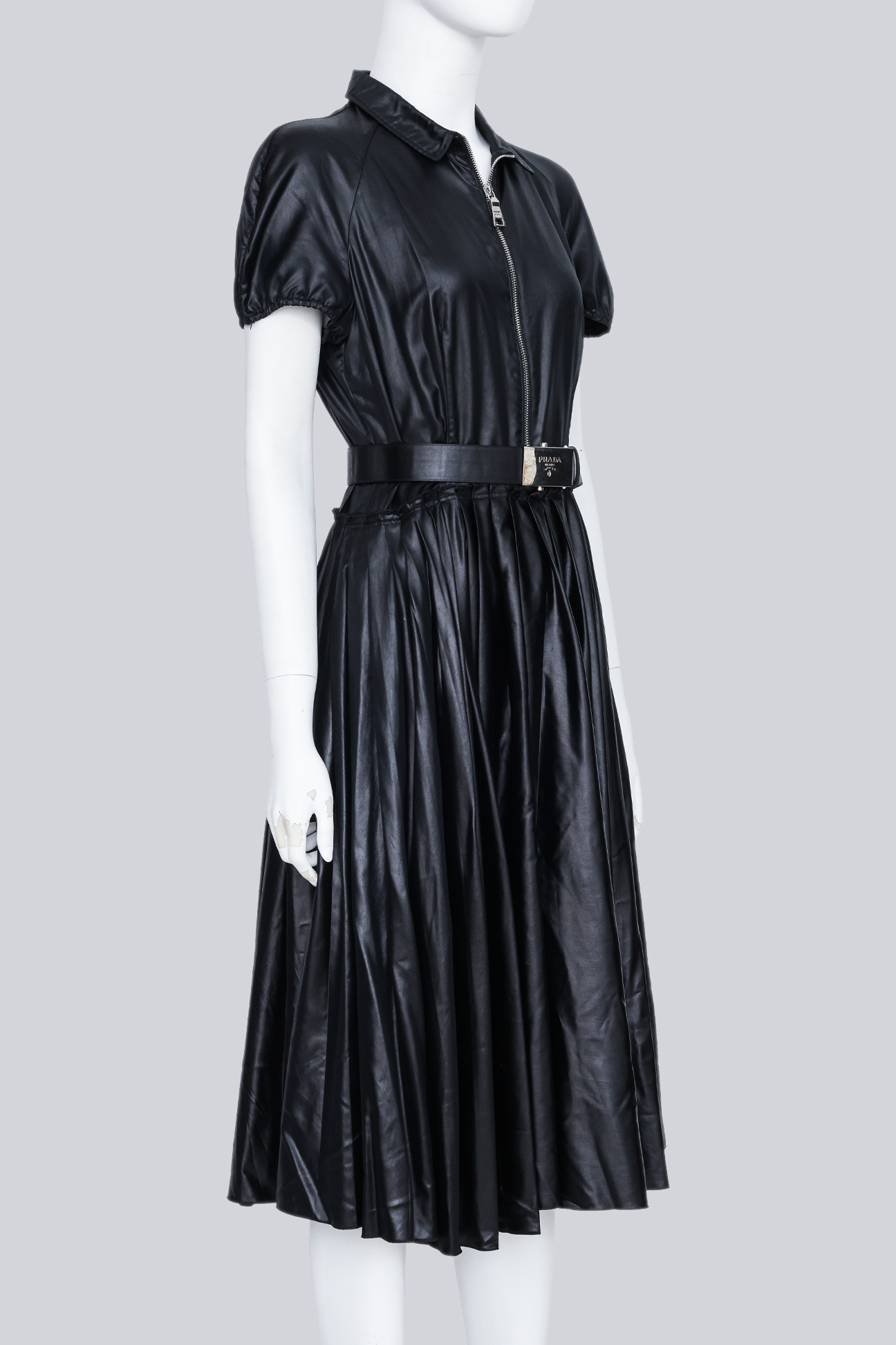 PRADA - A BLACK RE-NYLON DRESS WITH BUCKLE - Image 2 of 3