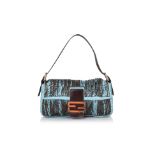 FENDI - A BLUE BEADED SATIN BAGUETTE