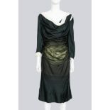 PRADA - A GREEN PRINTED GATHERED DRESS