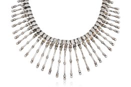 AN INDIAN SILVER COLLAR NECKLACE