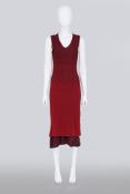 DRIES VAN NOTEN - RED EMBROIDERED DRESS WITH SLIP
