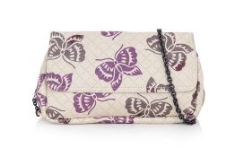 BOTTEGA VENETA - A WHITE LEATHER INTRECCIOMIRAGE PAPILLON BAG