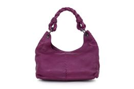 BOTTEGA VENETA – A MAGENTA LEATHER HOBO BAG