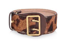 ALEXANDER MCQUEEN - A WIDE A LEOPARD PRINT CALF HAIR BELT