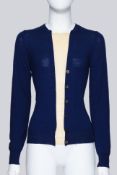 MARTIN MARGIELA - A ROYAL BLUE CARDIGAN WITH A SHEER PANEL