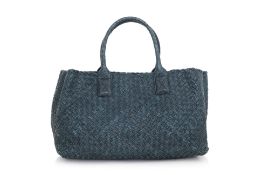 BOTTEGA VENETA - A LIMITED EDITION DARK GREEN WOVEN OSTRICH CABAT