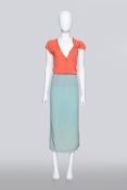 MARTIN MARGIELA - A CORAL TOP AND MUTED TEAL SKIRT SET