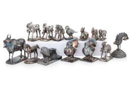 A GROUP OF 14 INDIAN METALWARE MODELS OF ANIMALS
