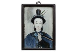 A CHINESE REVERSE GLASS PORTRAIT OF A LADY