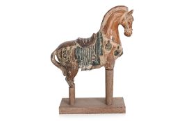 A LARGE SANCAI GLAZED MODEL OF A HORSE