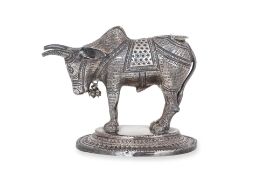 AN INDIAN SILVER COW-FORM VESSEL