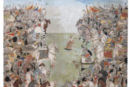 KANGRA SCHOOL (19TH CENTURY) - AN ILLUSTRATION TO THE MAHABHARATA