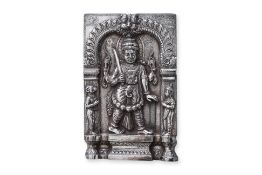 AN INDIAN SILVER VOTIVE PLAQUE OF SHIVA AS VIRABHADRA