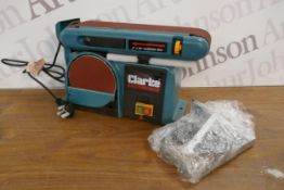 A Clarke Wood worker CS4-6E 4"x36" belt and disk sander - sold as scrap (please note that items