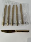 Arthur Krupp Baguette Dessert Knives (approximately 100) - Solid Handle - Mirror PVD Gold.