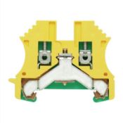 Weidmuller 1010000000 W Series 2.5mm Earth DIN Rail Terminal for TS35 Rail Green/Yellow WPE2.5 - Box