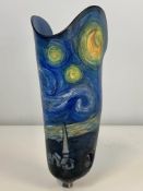 A pre-owned custom painted below knee prosthetic socket resembling Vincent van Gogh's The Starry Nig