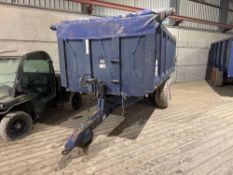 1988 Ken Wootton 12t grain trailer, fixed drawbar, manual tailgate grain chute and rollover sheet, t