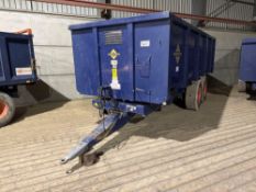 2001 AS Marston Wootton ACMT 14t grain trailer, sprung drawbar, manual tailgate and grain chute, twi