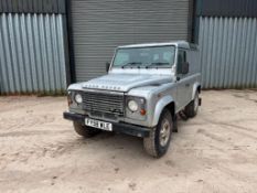 2008 Land Rover Defender 90, 4wd, manual, silver on 235/85R16 wheels and tyres. Reg: FY58 WLE. Miles