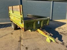 Shelton Hi-tip drop side trailer including tailgate, single rear axle with 4 wheels on 400/60 -15.5