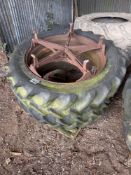 Pair Goodyear 13.6R38 dual wheels and tyres