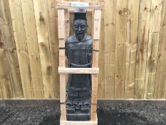 CRATED 140CM TALL CHINESE WARRIOR IN SILVER FINISH