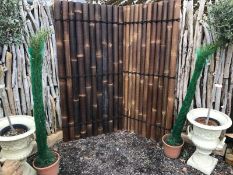 5 X PANEL SPLIT BAMBOO FENCE SCREEN FINISHED IN BROWN STAIN - 180CM X 90CM