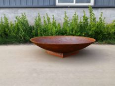 HUGE 0.85M DIAMETER CONTEMPORARY RUSTIC FIREPIT LOG BURNER FIREPIT ON BASE