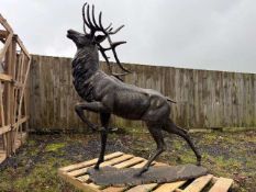 HUGE 6FT TALL CAST IRON ELK/STAG STATUE IN BRONZE FINISH