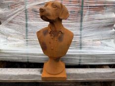 HEAVY RUSTY CAST IRON BEAGLE BUST