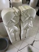 CRATED PAIR HEAVY CAST TERRAZO STONE MATCHING SLEEPING FIGURES