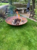HUGE 1.5M DIAMETER CONTEMPORARY RUSTIC FIREPIT LOG BURNER FIREPIT ON BASE