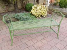 NEW ORNATE IRON GARDEN BENCH IN GREEN