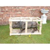 CRATED LARGE WILD BOAR GARDEN STATUE IN BRONZE FINISH