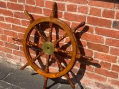 LARGE WOODEN SHIPS WHEEL