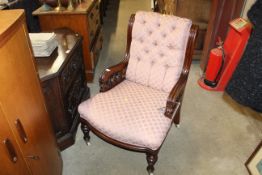 A Victorian mahogany upholstered nursing chair