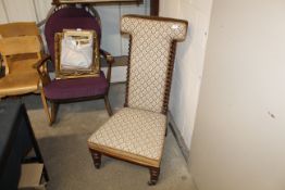 A Victorian rosewood Prie-Dieu chair in Dralon pri