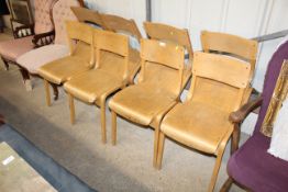 Eight mid-20th Century bentwood child's stacking c