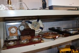 A sarcophagus shaped tea caddy AF; two mantel cloc