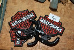 Three reproduction Harley Davidson coat hooks (51)