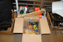 Two boxes containing various tools to include wall