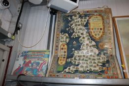 A National Savings poster, and three Captain Ameri