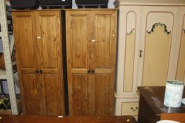 A pine two door wardrobe
