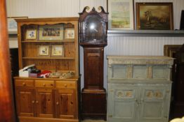 An oak grandfather clock case